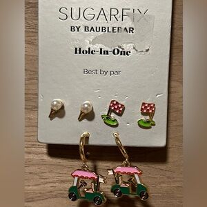 NWT Sugarfix by BaubleBar Golf Cart Earrings Set - Pink and Green